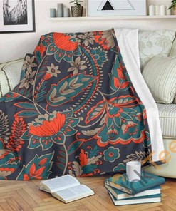 Retro Vintage Bohemian Floral Sherpa Fleece Blanket Gifts for Family, for Couple