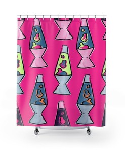 Retro lava groovy lamp 1960's shower curtain, hippie groovy pink shower curtain, new home housewarming gift, 60's decor