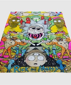 Rick And Morty Chaos Colorful Sherpa Fleece Blanket Gifts for Family, for Couple