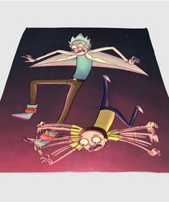 Rick And Morty Falling Sherpa Fleece Blanket Gifts for Family, for Couple