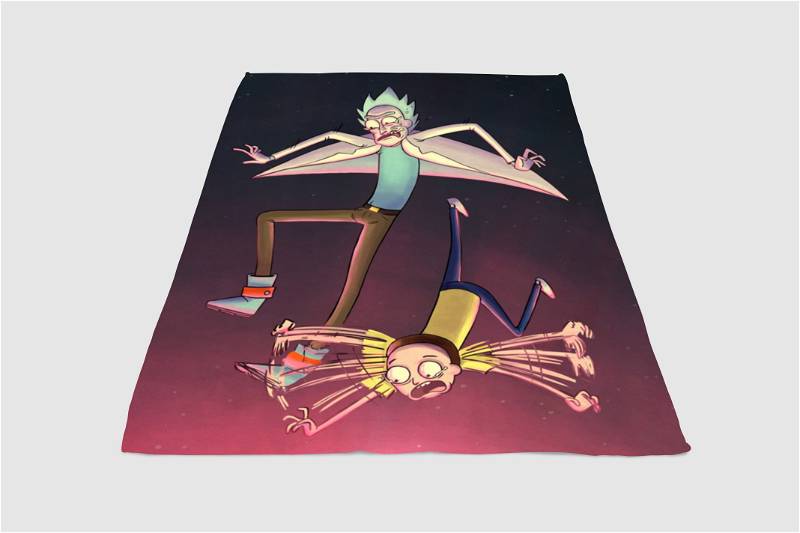 Rick And Morty Falling Sherpa Fleece Blanket Gifts for Family, for Couple