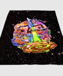 Rick And Morty Galaxy Sherpa Fleece Blanket Gifts for Family, for Couple
