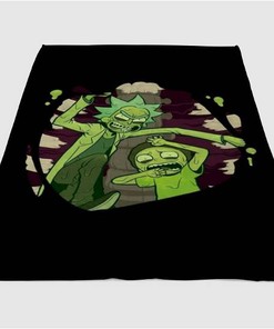 Rick And Morty Header Sherpa Fleece Blanket Gifts for Family, for Couple