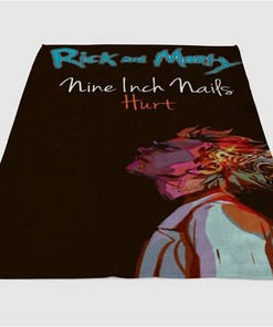 Rick And Morty Nine Inch Nails Hurt Sherpa Fleece Blanket Gifts for Family, for Couple