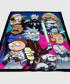 Rick And Morty Star Wars Sherpa Fleece Blanket Gifts for Family, for Couple