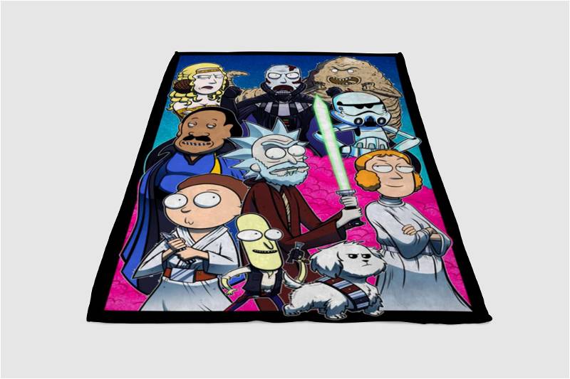 Rick And Morty Star Wars Sherpa Fleece Blanket Gifts for Family, for Couple