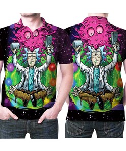 Rick And Morty Yoga Portalgun Wine Funny Printed 3D All Over Print Polo Shirt