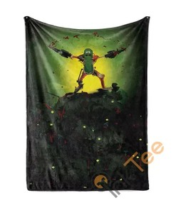 Rick Morty Pickle Rick Sherpa Fleece Blanket Gifts for Family, for Couple