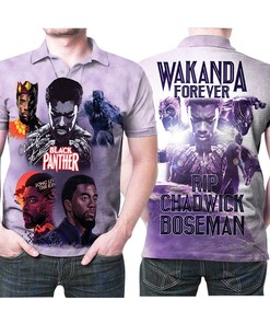 Rip Chadwick Boseman Black Panther Wakanda Forever Rest In Peace Memorial Polo Shirt