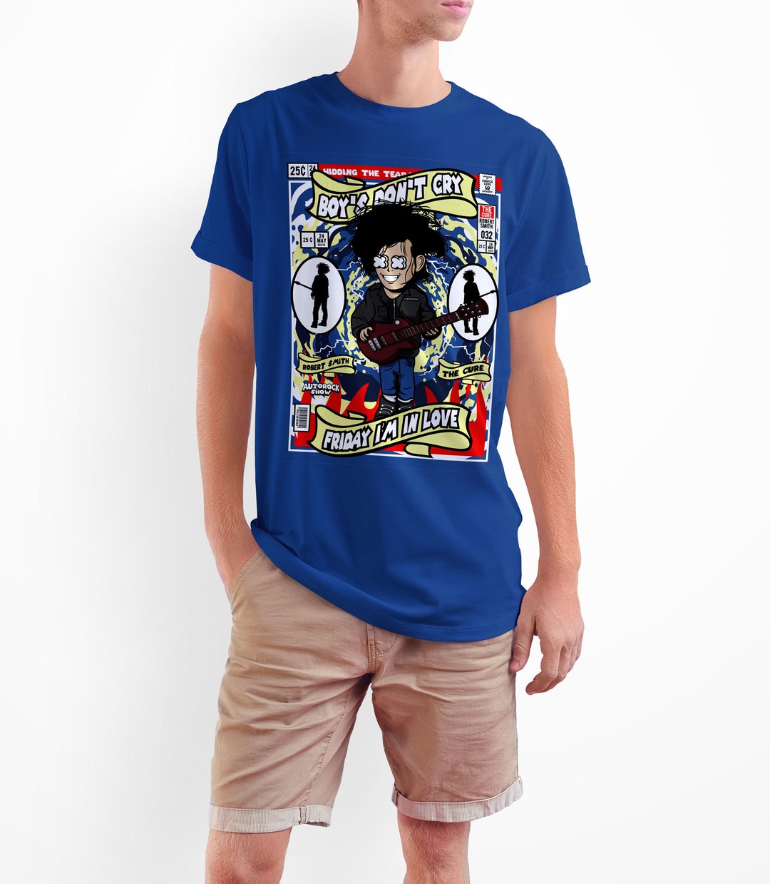 Robert Smith The Cure &Quot;Boys Don'T Cry - Friday I'M In Love&Quot; Comic/Pop Art Classic Unisex Crewneck T-Shirt