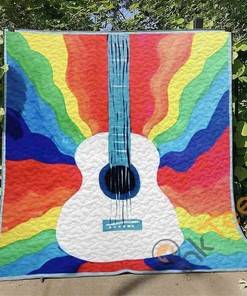 Rock On: Guitar Themed Quilt Blanket Bedding Set with Pillowcases