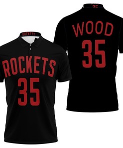 Rockets Christian Wood 2020-21 Earned Edition Black Jersey 3D All Over Print Polo Shirt