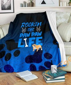 Rockin Paw Paw Life Bulldog Sherpa Fleece Blanket Gifts for Family, for Couple