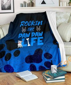 Rockin Paw Paw Life Pit Bull Sherpa Fleece Blanket Gifts for Family, for Couple