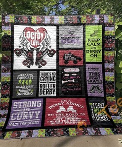 Roller Derby Girl Quilt Blanket Bedding Set