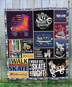 Roller Skating Inspired Quilt Blanket Bedding Set with 2 Pillowcases