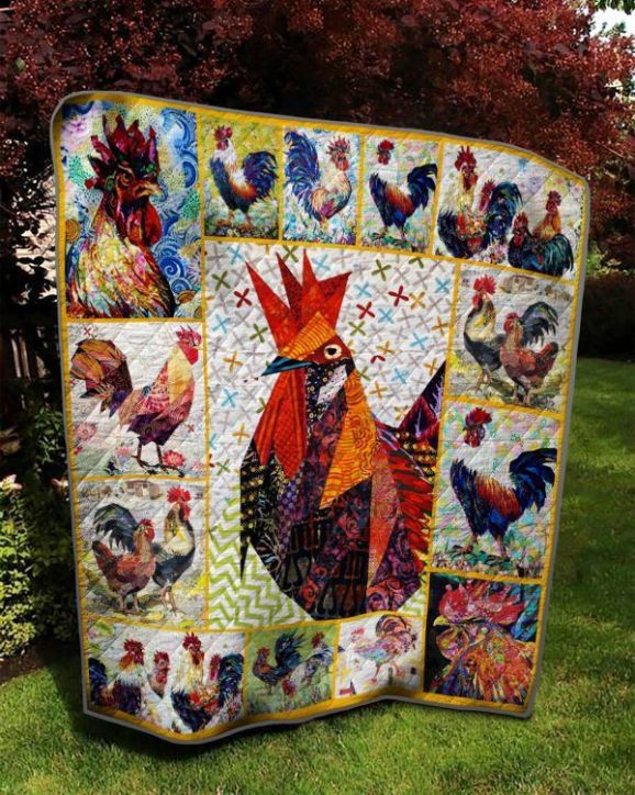 Rooster Chicken Picture Art Collection Quilt Blanket Great Customized Blanket Gifts For Birthday Christmas Thanksgiving