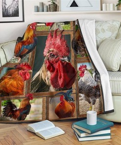 Rooster Farm Lover Sherpa Fleece Blanket Gifts for Family, for Couple