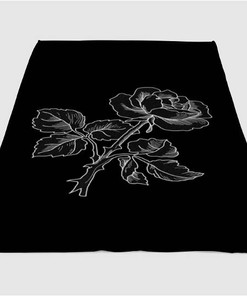 Rose Black And White Sherpa Fleece Blanket Gifts for Family, for Couple