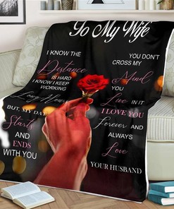 Rose Flower To My Wife From Husband Sherpa Fleece Blanket Gifts for Family, for Couple