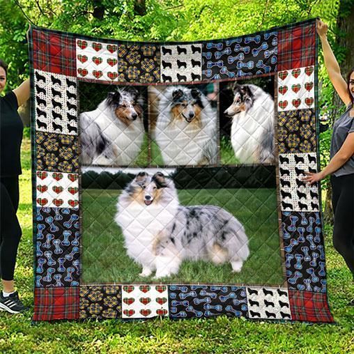 Rough Collie Pets Dog On The Green Grass Cute Quilt Blanket Bedding Set