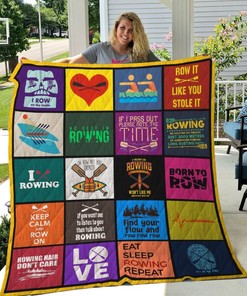 Rowing Keep Calm And Row On Quilt Blanket Great Customized Blanket Gifts For Birthday Christmas Thanksgiving