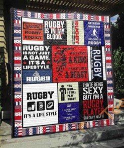 Rugby Play Like A Beast Quilt Blanket Bedding Set