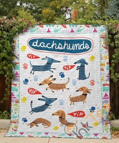Run Yip Yip Dachshunds Quilt Blanket Bedding Set