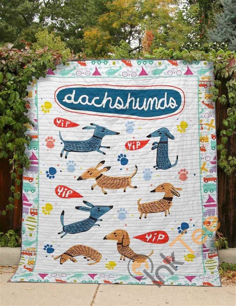 Run Yip Yip Dachshunds Quilt Blanket Bedding Set