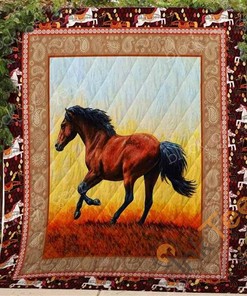 Running Horse In Sunset Quilt Blanket Bedding Set