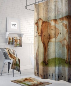 Rustic Country Cow Shower Curtain, Farmhouse Bathroom Decor