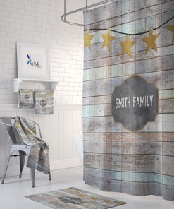 Rustic Country Personalized Shower Curtain, Optional Farmhouse Bathroom Set