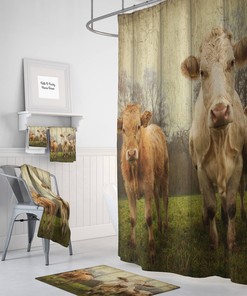 Rustic Cow Shower Curtain for Bathroom Decor, Home Decor