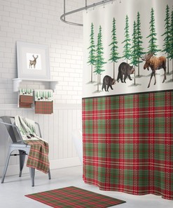 Rustic Lodge Shower Curtain With Options In The Vintage Woodland Design