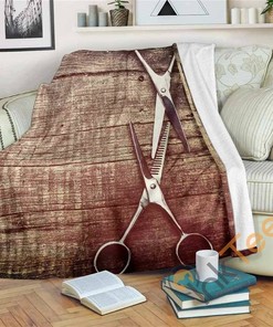Rustic Shears Sherpa Fleece Blanket Gifts for Family, for Couple
