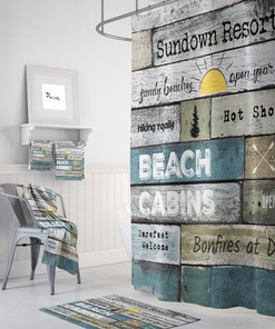 Rustic Shower Curtain, Coastal Beach Theme, Resort Advertising Sign