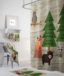 Rustic Woodland Forest Shower Curtain Bathroom Decor