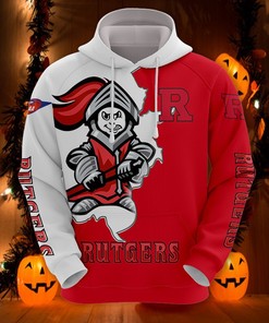 Rutgers Scarlet Knights Hoodie 3D Zip Hoodie Mascot Long Sleeve Gift for Fan