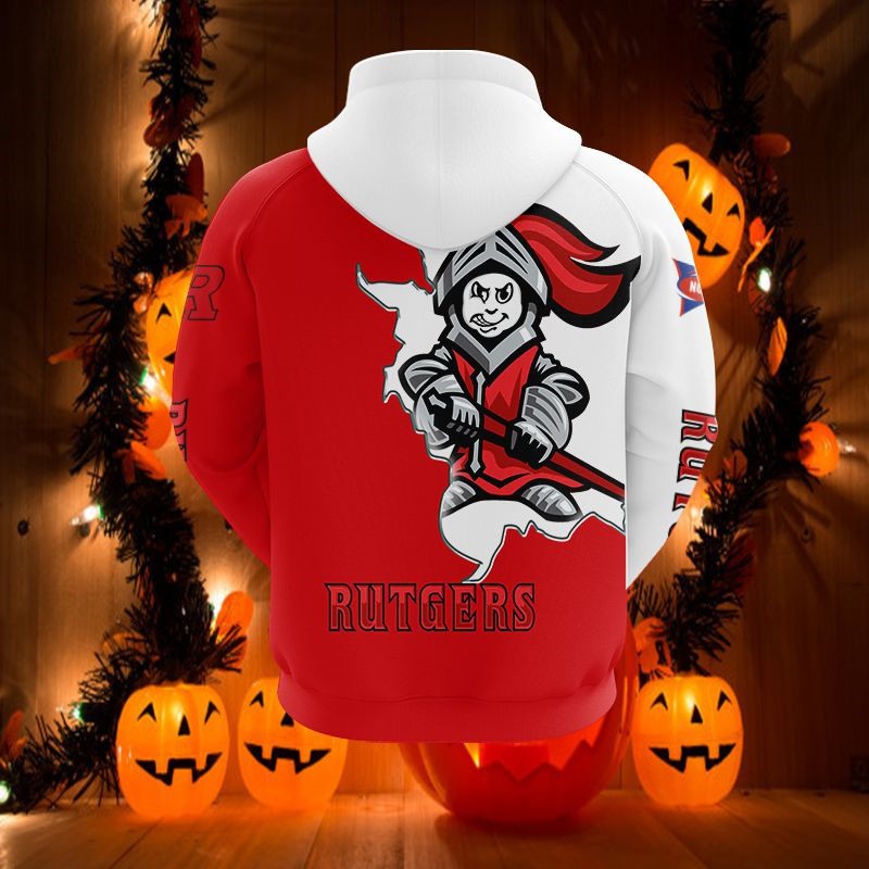 Rutgers Scarlet Knights Hoodie 3D Zip Hoodie Mascot Long Sleeve Gift for Fan - Image 3