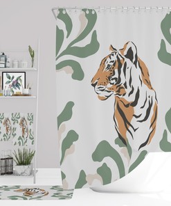 Safari Zebra Shower Curtain, Options to add Bath Mat