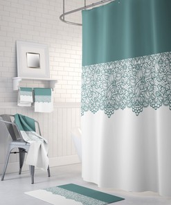 Sage Lace Pattern Shower Curtain For Bathroom
