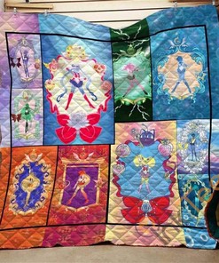 Sailor Moon Pattern Frame Symbolized Quilt Blanket Bedding Set