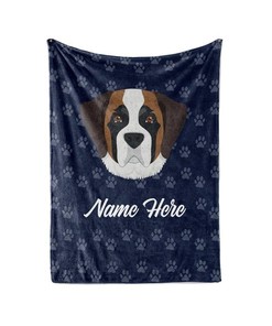 Saint Bernard Personalized Custom Blanket With Your Family Or Dog's Name - Great Gifts For Dog Lovers