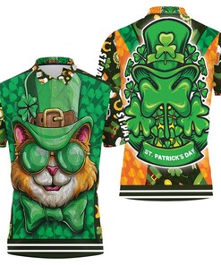 Saint Patricks Day Cat With Green Hat 3d Polo Shirt Jersey All Over Print Shirt 3d T-shirt