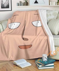 Saitama One Punch Man Face Sherpa Fleece Blanket Gifts for Family, for Couple