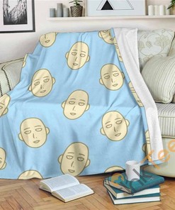 Saitama One Punch Man Head Sherpa Fleece Blanket Gifts for Family, for Couple