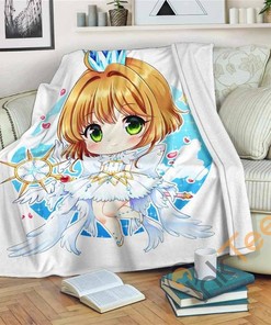 Sakura Chibi Sherpa Fleece Blanket Gifts for Family, for Couple