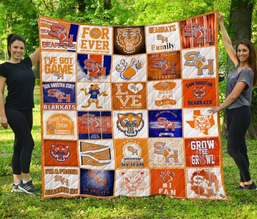 Sam Houston State Bearkats Shsb Quilt Blanket Bedding Set Gifts for Fans 73
