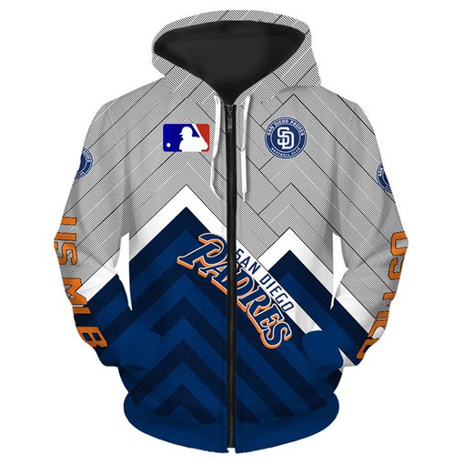 San Diego Padres Hoodie 3D Baseball Zip Hoodie for Fans