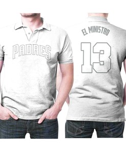 San Diego Padres Manny Machado 13 El Ministro Majestic Players Weekend Player White 2019 Jersey Style Polo Shirt